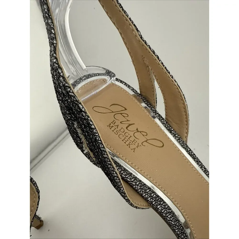 Jewel Badgley Mischka Womens Arianna Platform Stiletto Sandals‎ Sz 8 Gray NWOB